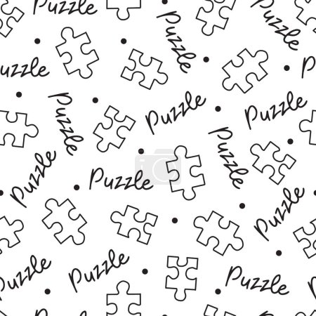 Illustration for Intellectual Jigsaw Puzzle Mix Doodle Pattern can be use for background and apparel design - Royalty Free Image