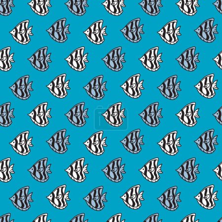 Blue Underwater Fiesta Fish in a Seamless World kann für Hintergrund- und Bekleidungsdesign verwendet werden