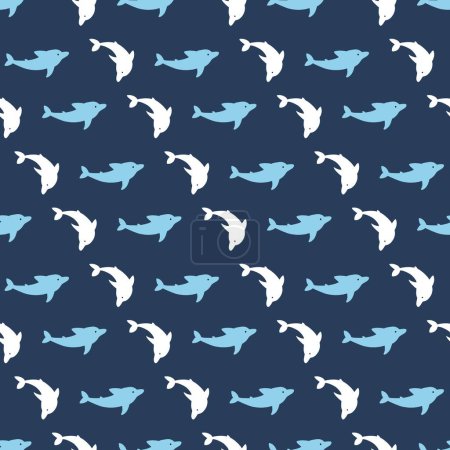 Illustration for Ocean Blue Dance Seamless Dolphin Fish Pattern can be use for background and apparel design - Royalty Free Image