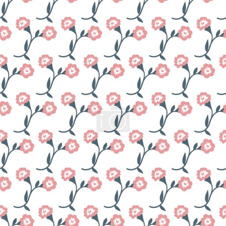 Illustration for Blooming Seasonal Flourish on White Vector Pattern can be use for background and apparel design - Royalty Free Image