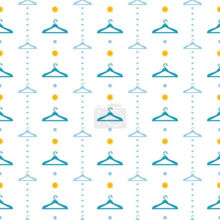 Abstract Blue Clothing Hangers Line Vector Pattern can be use for background and apparel design