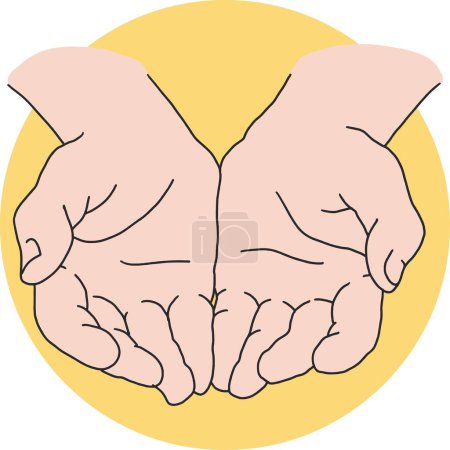 Simple Gesture Two Open Hands in Vector Artwork. Ideal for use in a variety of creative contexts, from conceptual designs to contemplative visual storytelling.