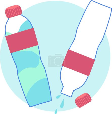 Illustration for Thirst Quenchers Full and Drained Water Bottle Set. Ideal for health and wellness guides, environmental campaigns, or educational materials. - Royalty Free Image