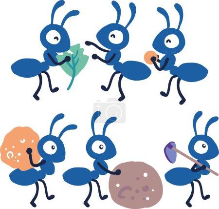 Equipo Hormigas en Acción Insectos Trabajando Juntos Vector. Perfecto para transmitir temas de trabajo en equipo, colaboración y la dulzura del esfuerzo colectivo