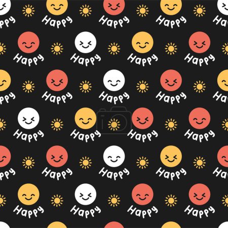 Smiley Sunburst Emoticon Bliss Face Vector Pattern can be use for background and apparel design