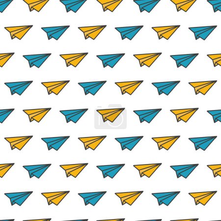Patrón de avión de papel sin costura de la diversión del vuelo de la historieta se puede utilizar para el diseño del fondo y de la ropa