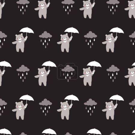 Rainy Bear Retreat Regenschirm und Night Rain Drop können für Hintergrund und Bekleidungsdesign verwendet werden