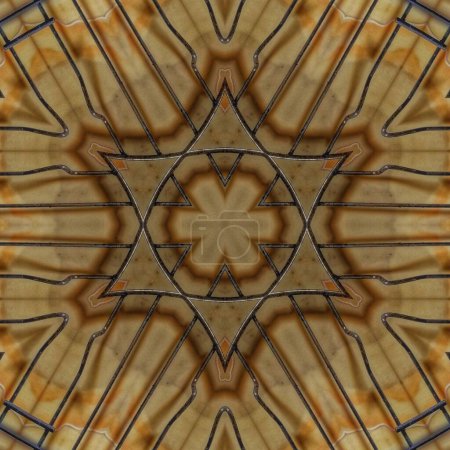 Photo for Hyper real fashion for floor tiles and carpet. Traditional mystic background design. Arabesque ethnic texture. Geometric stripe ornament cover photo. Repeated pattern design for digital textile print - Royalty Free Image