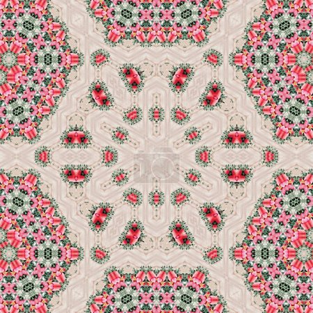 Hyper real fashion for floor tiles and carpet. Traditional mystic background design. Arabesque ethnic texture. Geometric stripe ornament cover photo. Repeated pattern design for digital textile print