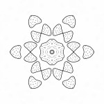 Artwork for practicing colour fill up. Doodle work sample for learning purpose. Coloring book page for kindergarten school students. Mandala colouring for traditional festive decoration