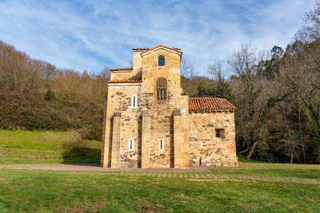 Photo for Very old Romanesque church of San Miguel de Lillo, in the north of Spain, Asturias - Royalty Free Image