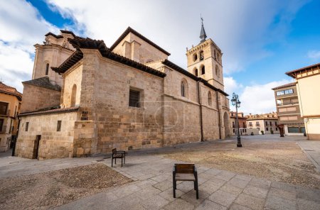 Medieval church with bell tower in the monumental city of Aranda de Duero, Castilla Leon