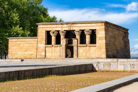 Esplanade that houses the Egyptian Temple of Debod, a gift from Egypt to the city of Madrid, Spain
