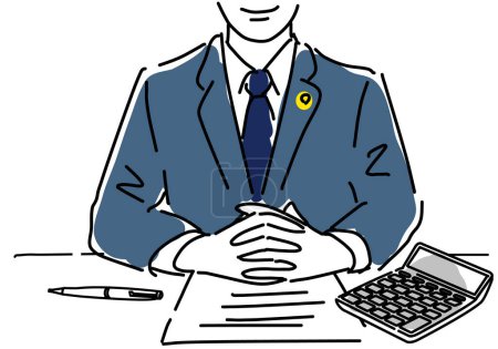 hombre Contador fiscal, contador certificado pliegue manos ilustración, vector