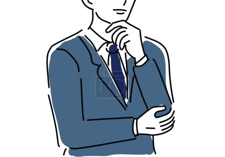 Les mains d'un homme d'affaires pensant. illustration d'un homme en costume.