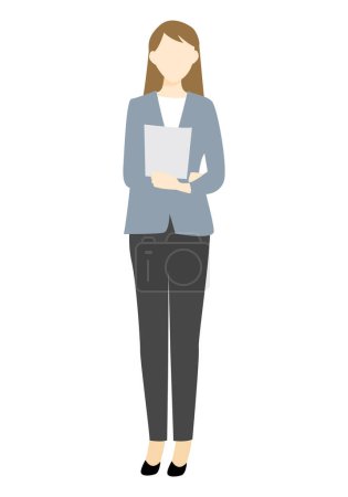 Femme d'affaires avec documents. Illustration vectorielle dans un style plat isolé sur fond blanc.