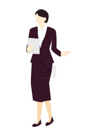 Photo for Business woman with documents. Vector illustration in flat style isolated on white background. - Royalty Free Image