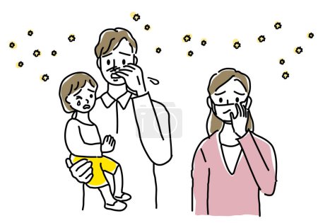 Illustration einer Mutter und ihres Kindes mit Gesichtsmaske.