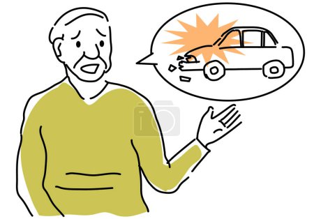 Téléchargez les photos : Homme parlant d'accident de la circulation dessin à la main illustration - en image libre de droit