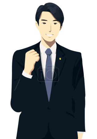 Photo for A man lawyer fist pump flat color illustration - Royalty Free Image
