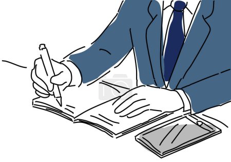 Téléchargez les photos : Illustration simple d'un homme d'affaires prenant des notes - en image libre de droit