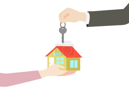 Real estate agent giving key to a new house