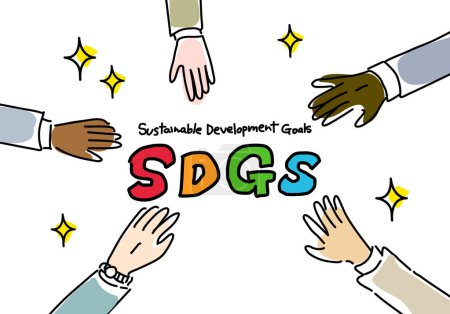Illustration zu den SDGs: Eine Gruppe Hände schüttelt sich