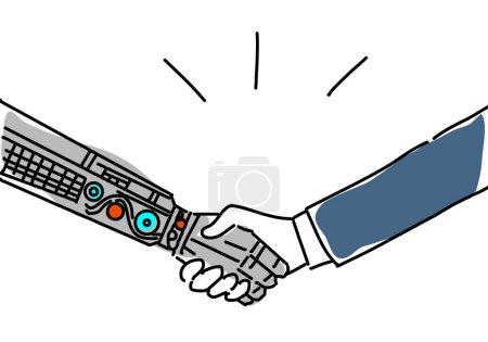 Handshake between robot and business person