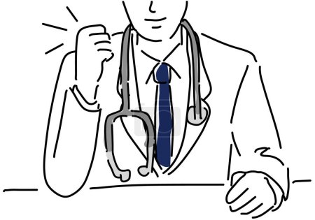 Male doctor doing a fist pump. illustration on white background.