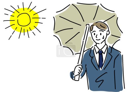businessman with umbrella and sun