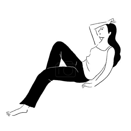 Vector line drawing of a woman lying down