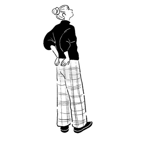 Ilustración de Línea de dibujo de una mujer mirando hacia arriba - Imagen libre de derechos