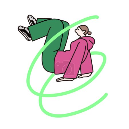 Line drawing vector of a woman falling
