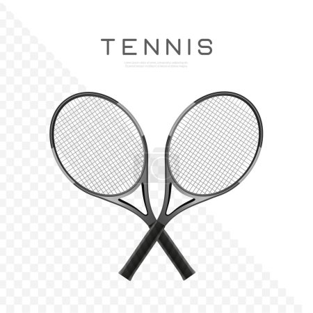 Illustration for Two crossed tennis rackets vector realistic illustration. Sports tournament icon. Tennis championship or club emblem - Royalty Free Image