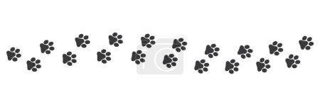 Téléchargez les illustrations : Paw vector foot trail print on white background. Cat or Dog Foot trail, path pattern animal tracks - en licence libre de droit