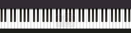 Piano keyboard top view. Realistic piano keys. Music instrument.