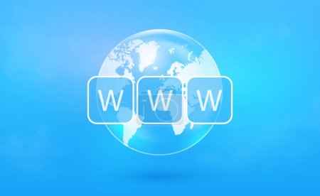 World Wide Web vector symbol. WWW icon. Website symbol. Globe with text www. Vector illustration