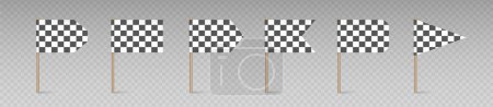 Illustration for Checkered racing flags. Realistic finish flag set for car race, sports competitions. Vector illustration - Royalty Free Image