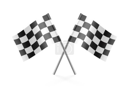 Illustration for Checkered racing flag. Realistic two finish flags for car race, sports competitions. Vector illustration - Royalty Free Image