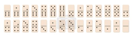 Domino-Fliesen-Symbol voller Satz. Realistische Dominosteine. 28 Stück für grafische Spielelemente. Vektorabbildung EPS 10