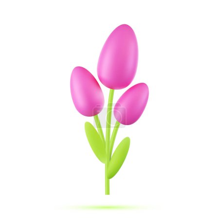 Ilustración de 3d render collection of plants, set of vector flowers on isolated white background, design element, nature icons. - Imagen libre de derechos