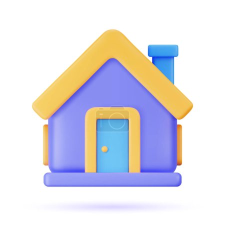 Ilustración de Home 3d vector en un estilo minimalista para la interfaz de aplicaciones y páginas web. Representación de plástico de la casa sobre fondo blanco aislado. 3d ilustración de dibujos animados símbolo de seguridad y protección. - Imagen libre de derechos