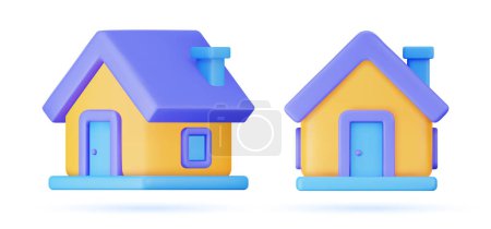 Photo for Home 3d vector in a minimalistic style for the interface of applications and web pages. Plastic render of house on isolated white background. 3d cartoon illustration symbol of security and protection. - Royalty Free Image
