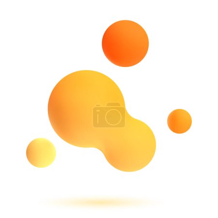 Illustration for 3d liquid blobs set. Abstract colored spheres in flight. Vector realistic render of bubbles on an isolated white background. Illustration of lava lamp elements. - Royalty Free Image