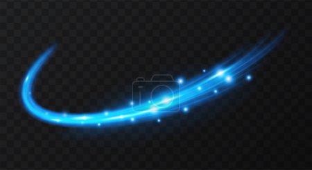 Illustration for Air effect with glow. Light effect of blue waves on a transparent background. Vector set of fresh wind elements. Symbol of freshness, purity and nature. - Royalty Free Image