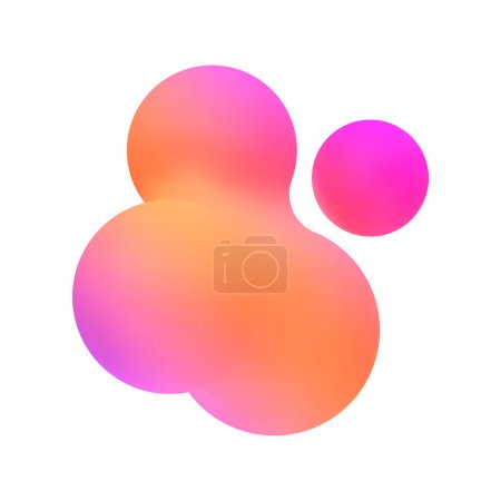 Téléchargez les illustrations : Ensemble de lobes liquides roses 3d. sphères colorées abstraites en vol. Rendement vectoriel réaliste des bulles sur un fond blanc isolé. Illustration des éléments de lampe de lave dans le style y2k. - en licence libre de droit