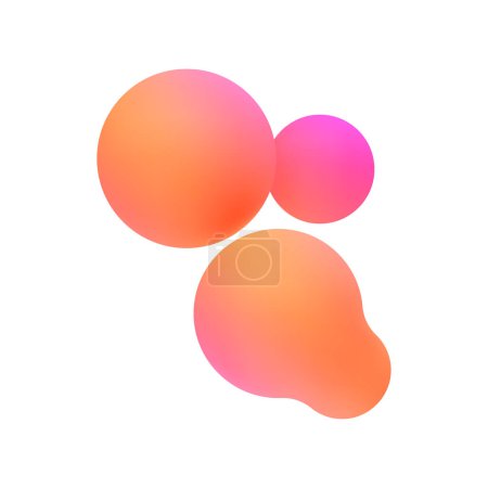 Téléchargez les illustrations : Ensemble de lobes liquides roses 3d. sphères colorées abstraites en vol. Rendement vectoriel réaliste des bulles sur un fond blanc isolé. Illustration des éléments de lampe de lave dans le style y2k. - en licence libre de droit