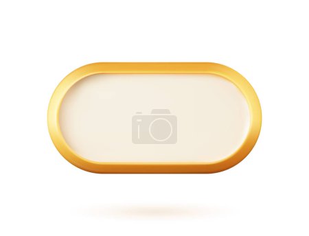 Ilustración de Marco dorado 3D. Ilustración vectorial de un objeto dorado sobre un fondo blanco aislado. Medalla amarilla o moneda. Icono de interfaz de renderizado 3D. - Imagen libre de derechos