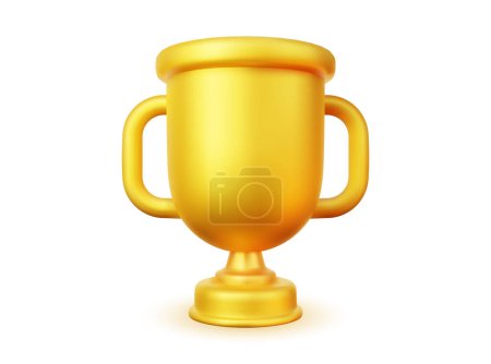 Illustration for Vector golden cup, isolated 3d objects, realistic design. Poster and element for sports tournaments and other events. Symbol of victory and success. Celebration and ceremony concept. - Royalty Free Image