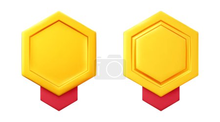 Illustration for Gold coin. Isolated 3d objects in different angles. metallic gradient. Symbol of gold and wealth. Free space for your text. Vector illustration. - Royalty Free Image